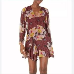JOIE Odilia Floral Long-Sleeve Silk Mini Dress